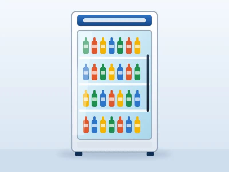 Heladera vertical comercial con puerta de vidrio